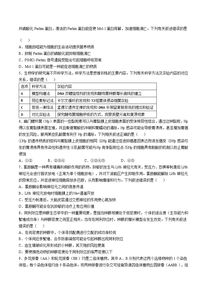 辽宁省抚顺市省重点高中六校2025届高三上学期期末考试生物试卷（Word版附解析）第2页