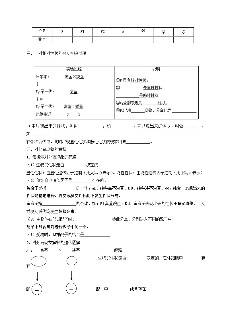 2025年高一生物寒假衔接讲练【人教版】第02讲 孟德尔的豌豆杂交实验（一）（原卷版）第2页