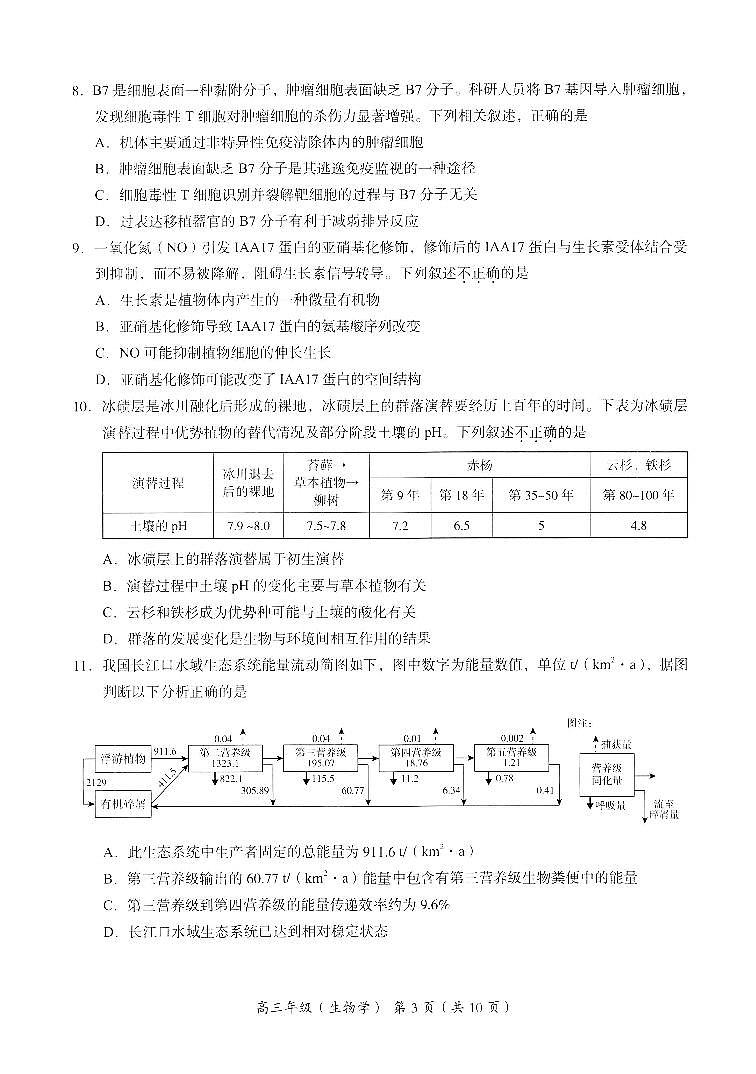 北京海淀区2023一2024学年高三第一学期期末生物学练习试卷（无答案）第3页