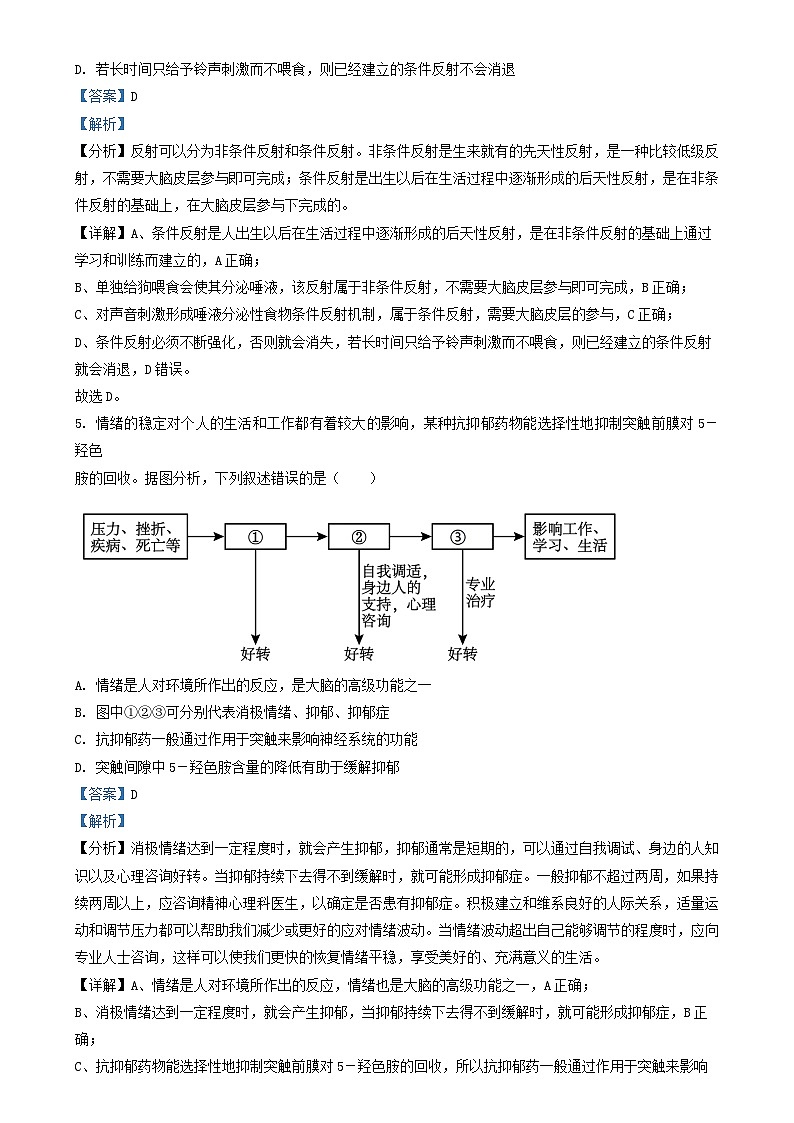 山西省朔州市怀仁市2023_2024学年高二生物上学期期中试题含解析第3页