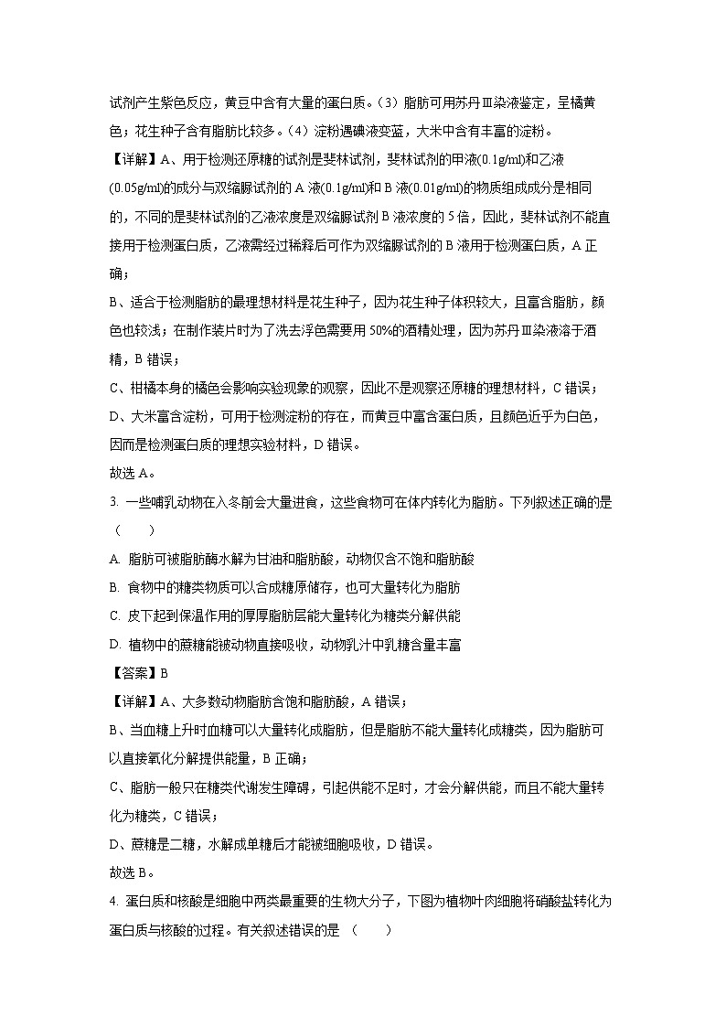 2024~2025学年甘肃省多校高一上学期12月第二次联考生物试卷（解析版）第2页