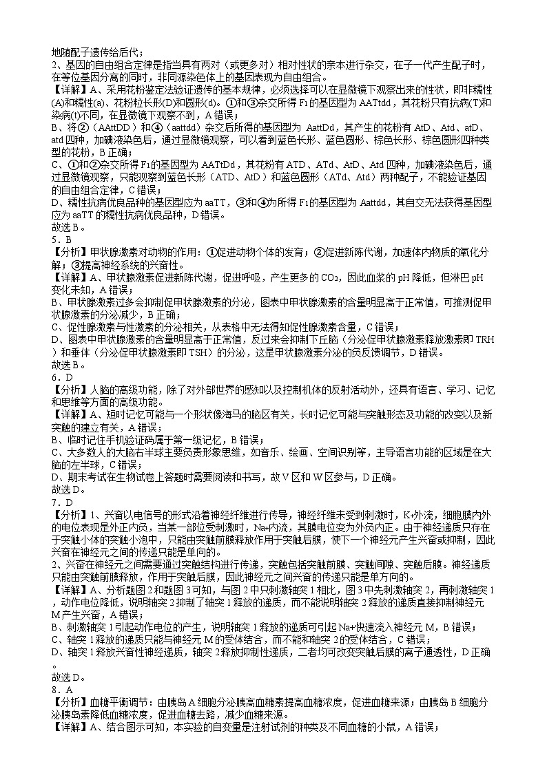 湖南省浏阳市2024-2025学年高二上学期期末考试生物答案第2页