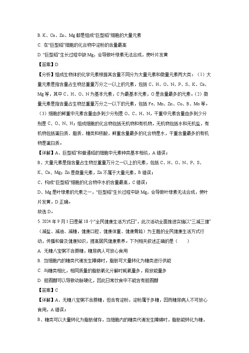 2024~2025学年广西壮族自治区河池市高一上学期期中考试生物试卷（解析版）第3页
