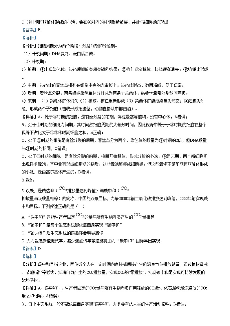浙江省宁波市镇海中学2024-2025学年高三上学期12月选考模拟生物试题  Word版含解析第3页