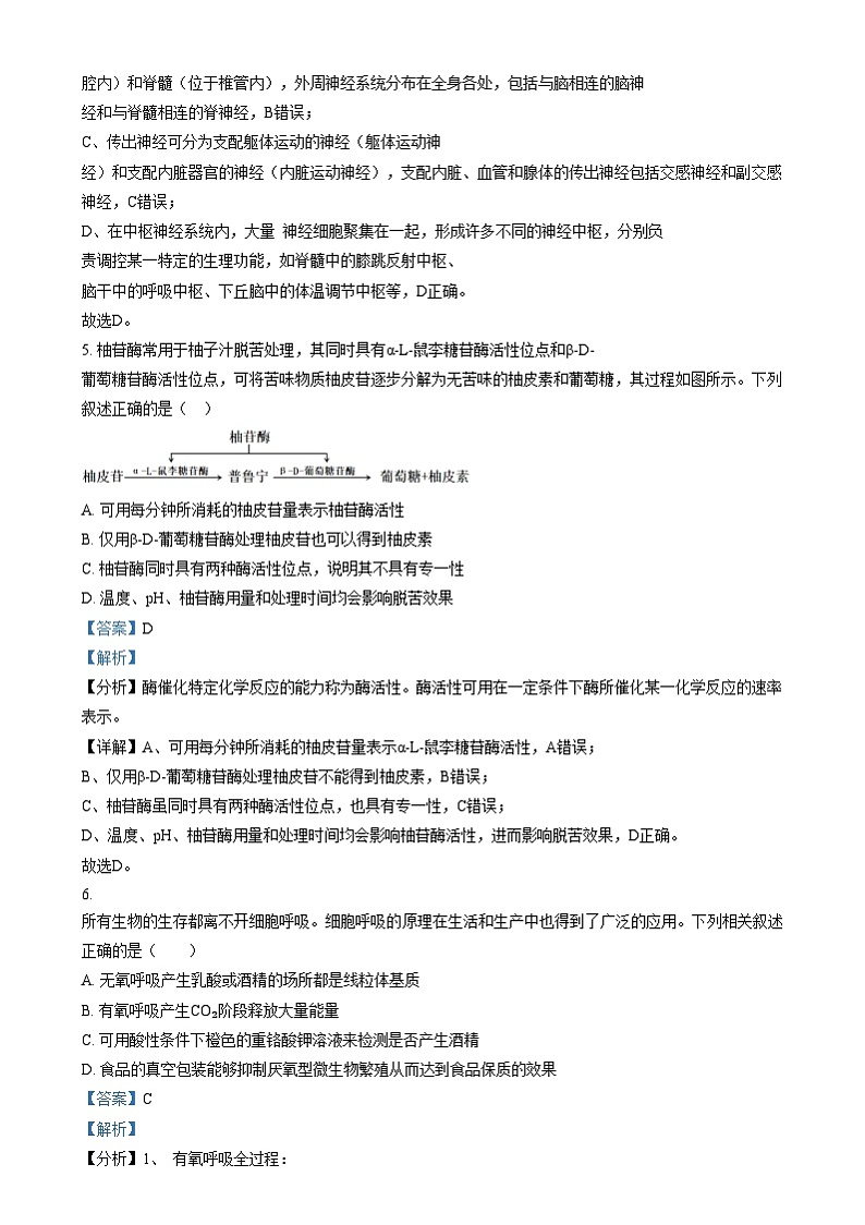 浙江省吴兴高级中学2024-2025学年高二上学期10月阶段性测试生物试题   Word版含解析第3页