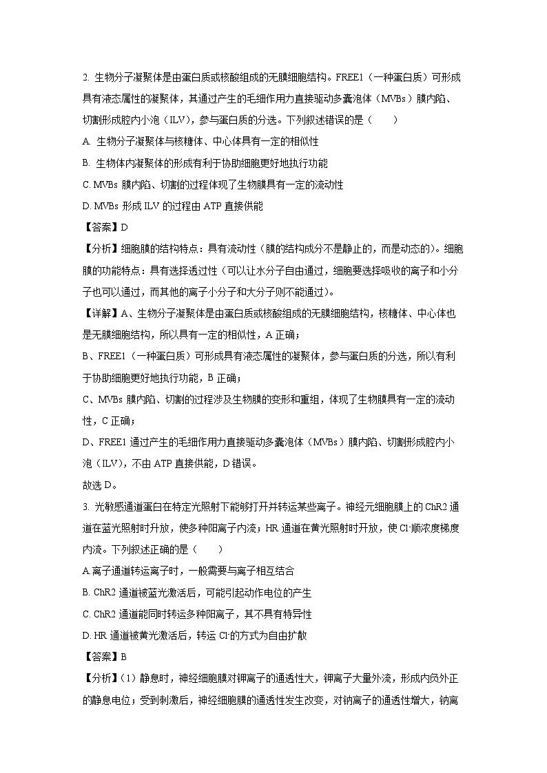 2025届福建省金太阳百校联考高三上学期11月测评生物试卷（解析版）第2页
