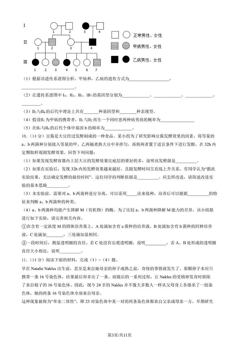 2025北京十二中高三（上）期末生物试卷（教师版）第3页