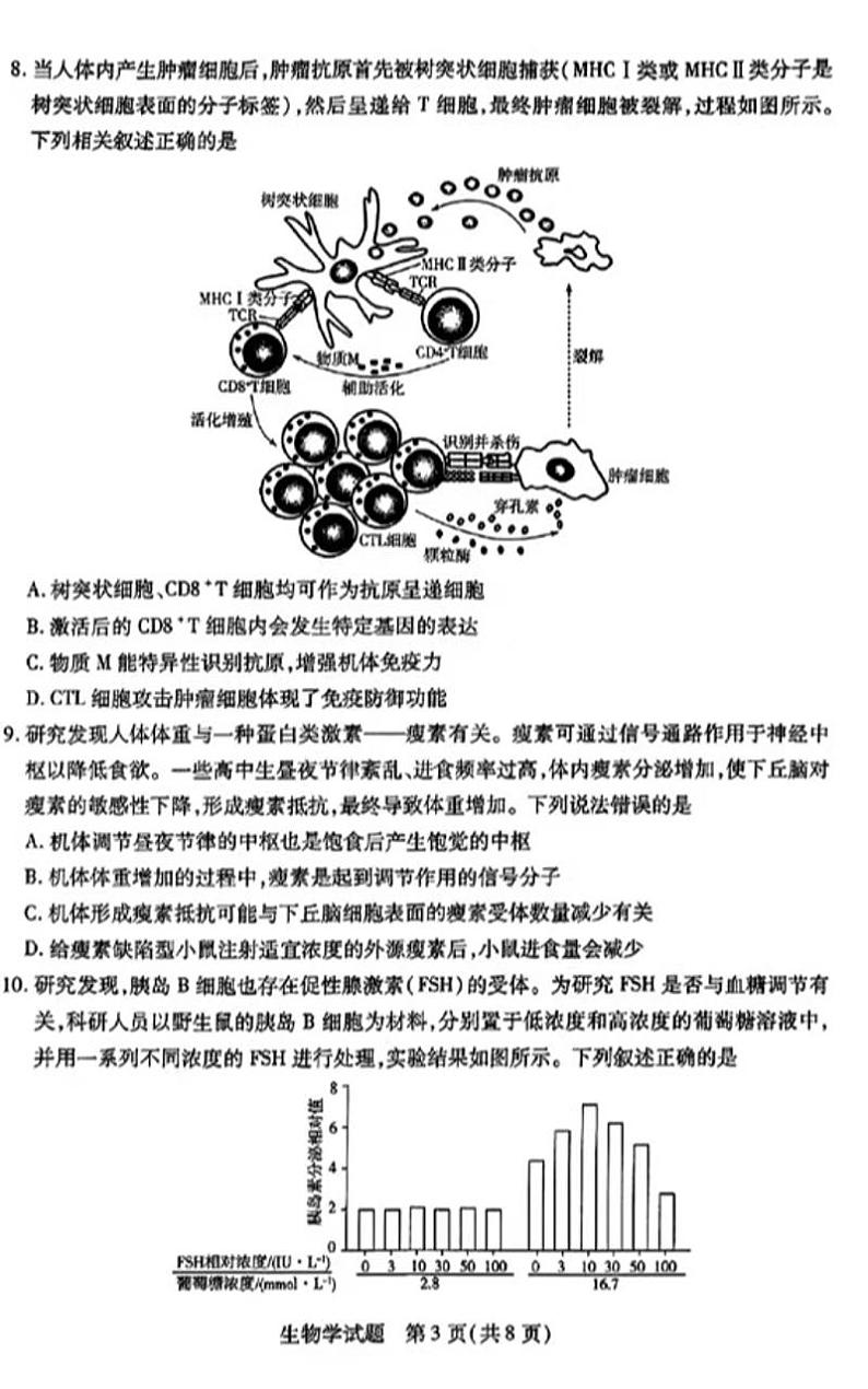 2025天一大联考高三天一小高考（二）生物试题及答案第3页