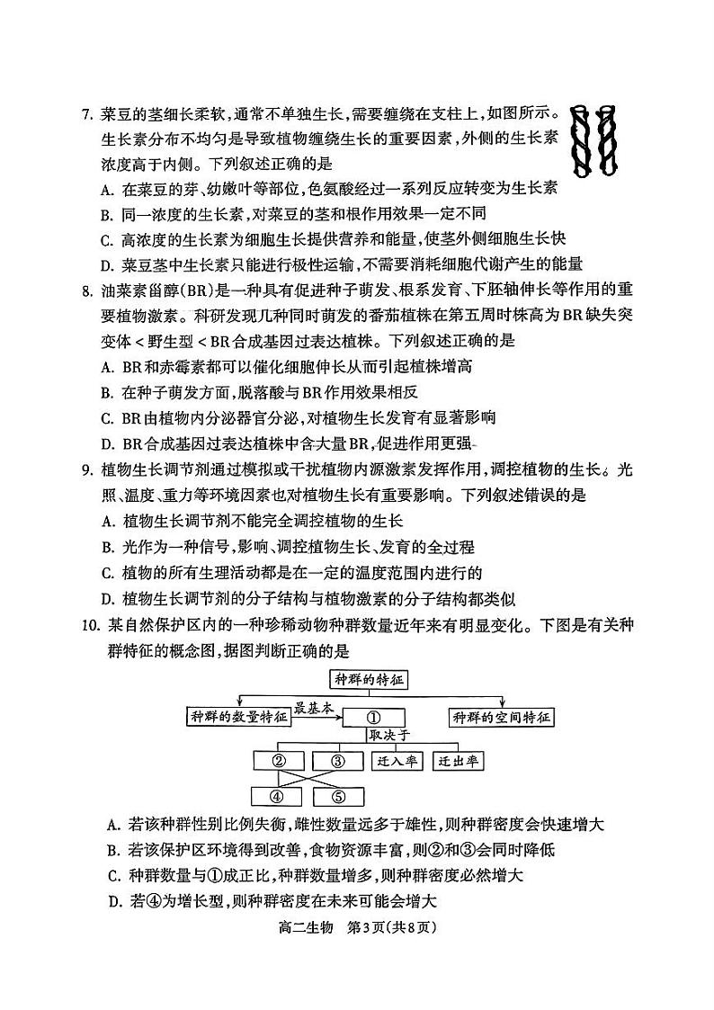 山西省吕梁市2024-2025学年高二上学期期末调研测试生物试题第3页
