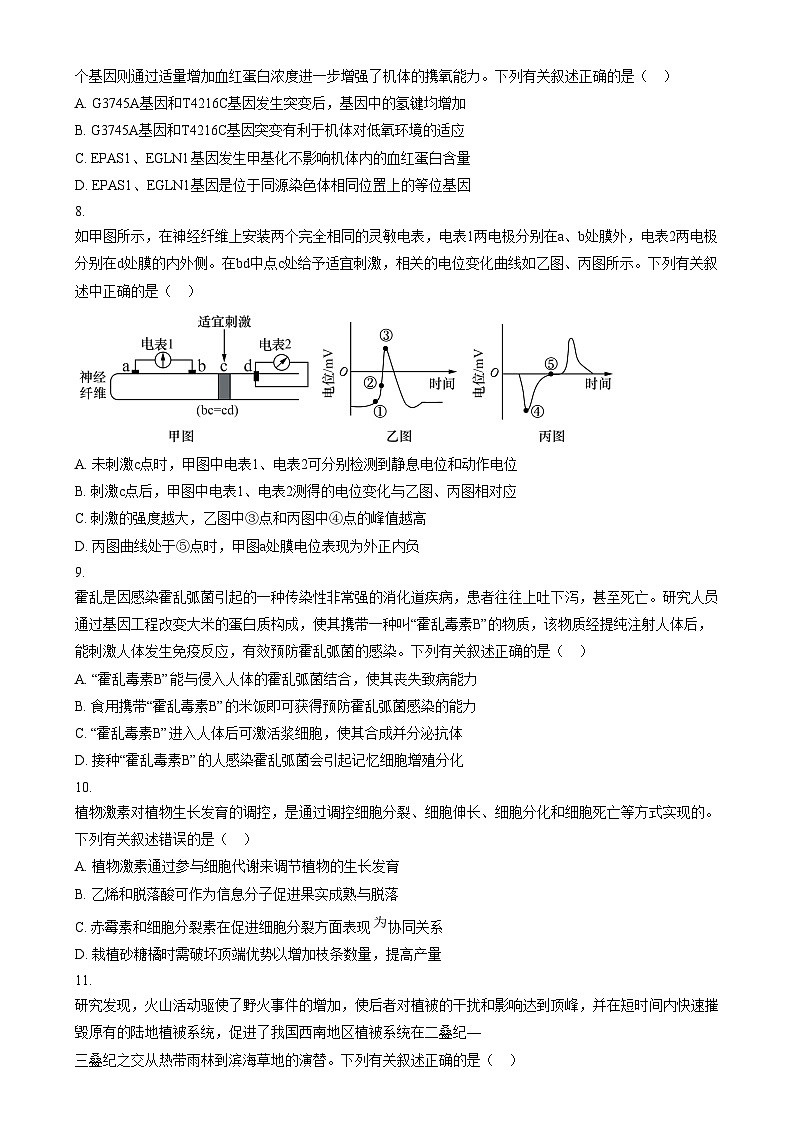 2025届安徽省芜湖市镜湖区安徽师范大学附属中学高三二模生物试题无答案第3页