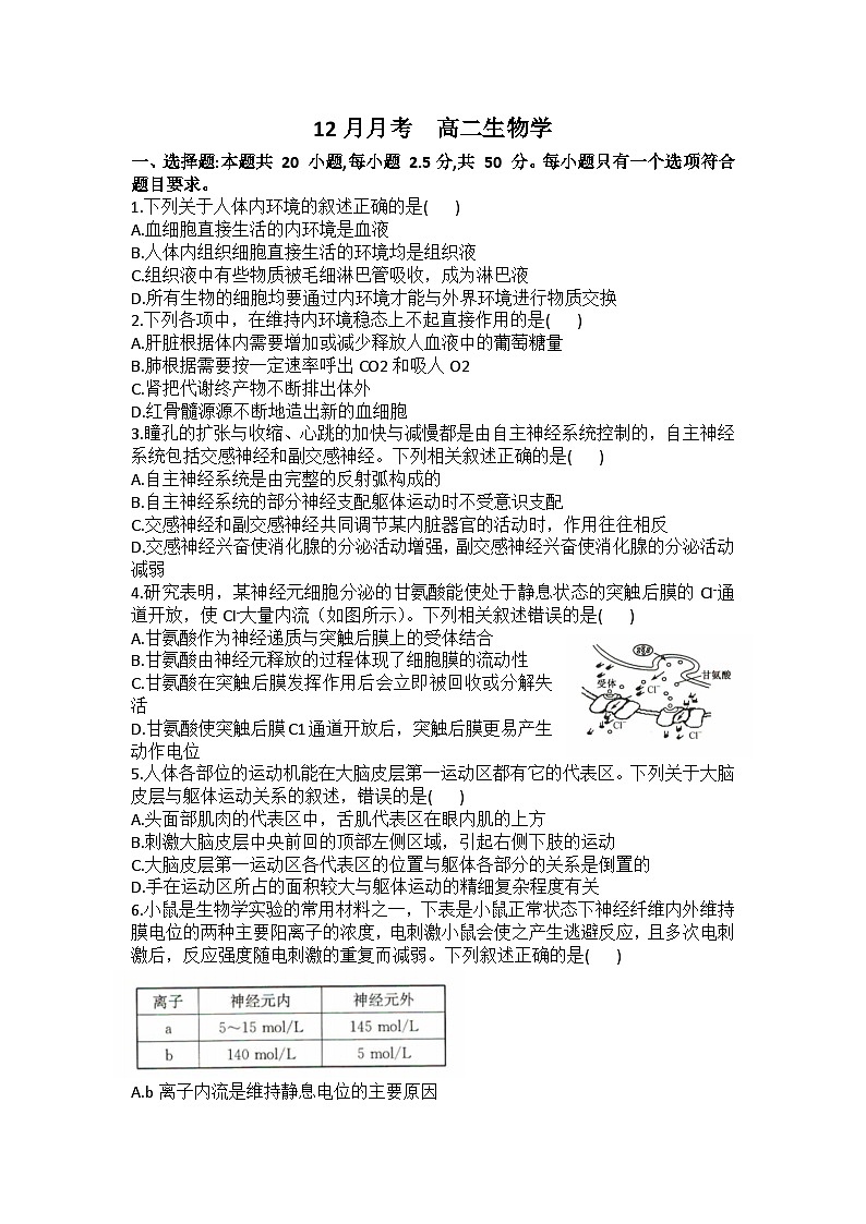 2025沧州海孟盐三县高二上学期12月月考试题生物含答案第1页