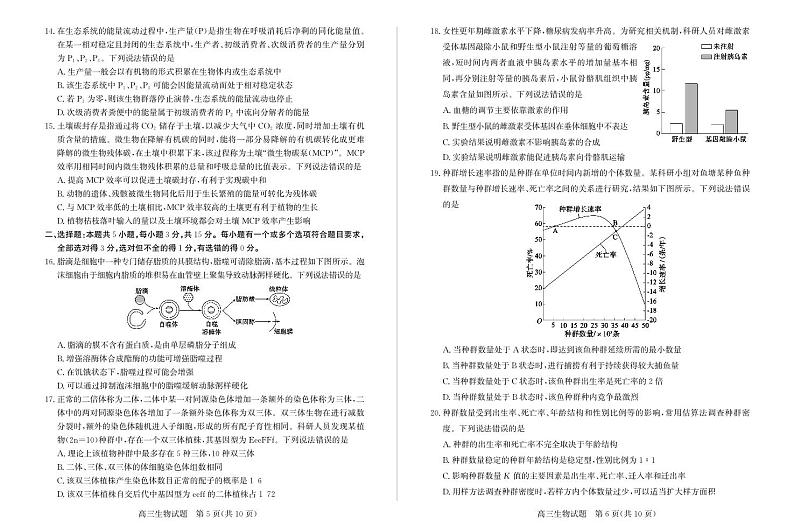 山东省德州市2024-2025学年上期高三期末考试生物试题含答案第3页