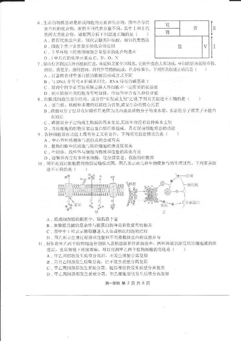 江西省上饶市2024-2025学年高一上学期1月期末生物试题第2页