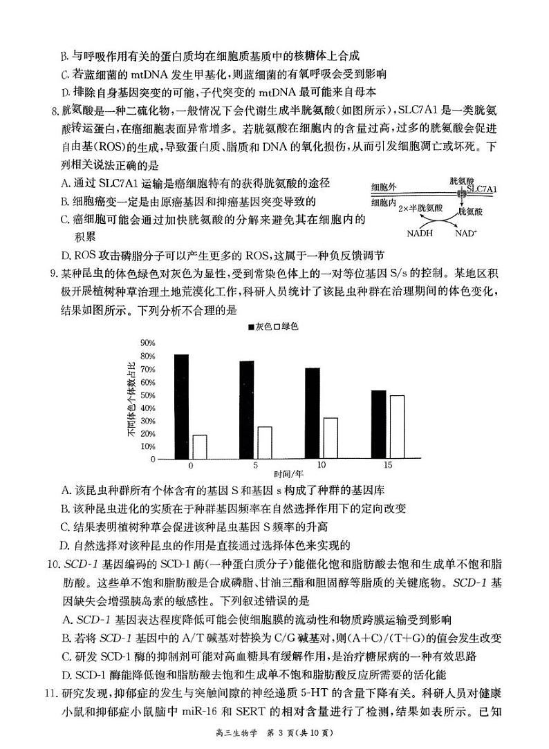 山东省聊城市2024-2025学年高三上学期1月期末生物试题第3页