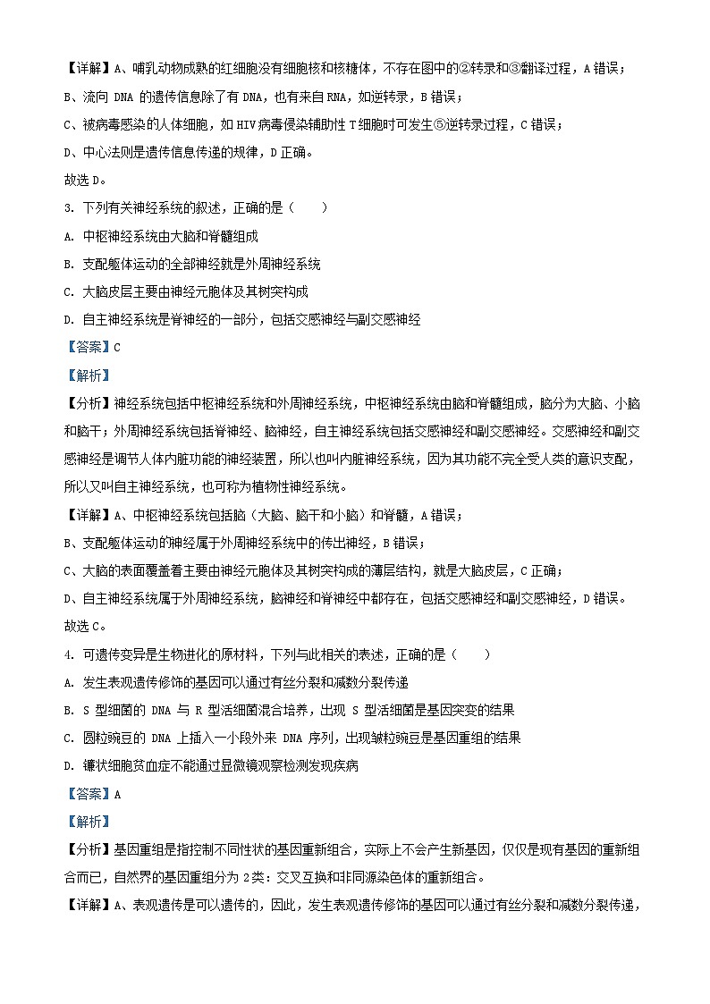 重庆市黔江区2023_2024学年高二生物上学期12月月考试题含解析第2页