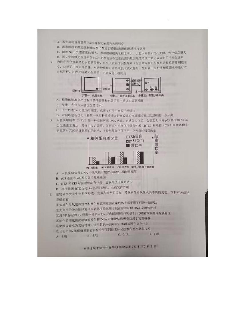 2025湖北省部分名校高三上学期1月联考试题（云学联盟）生物PDF版含答案第2页
