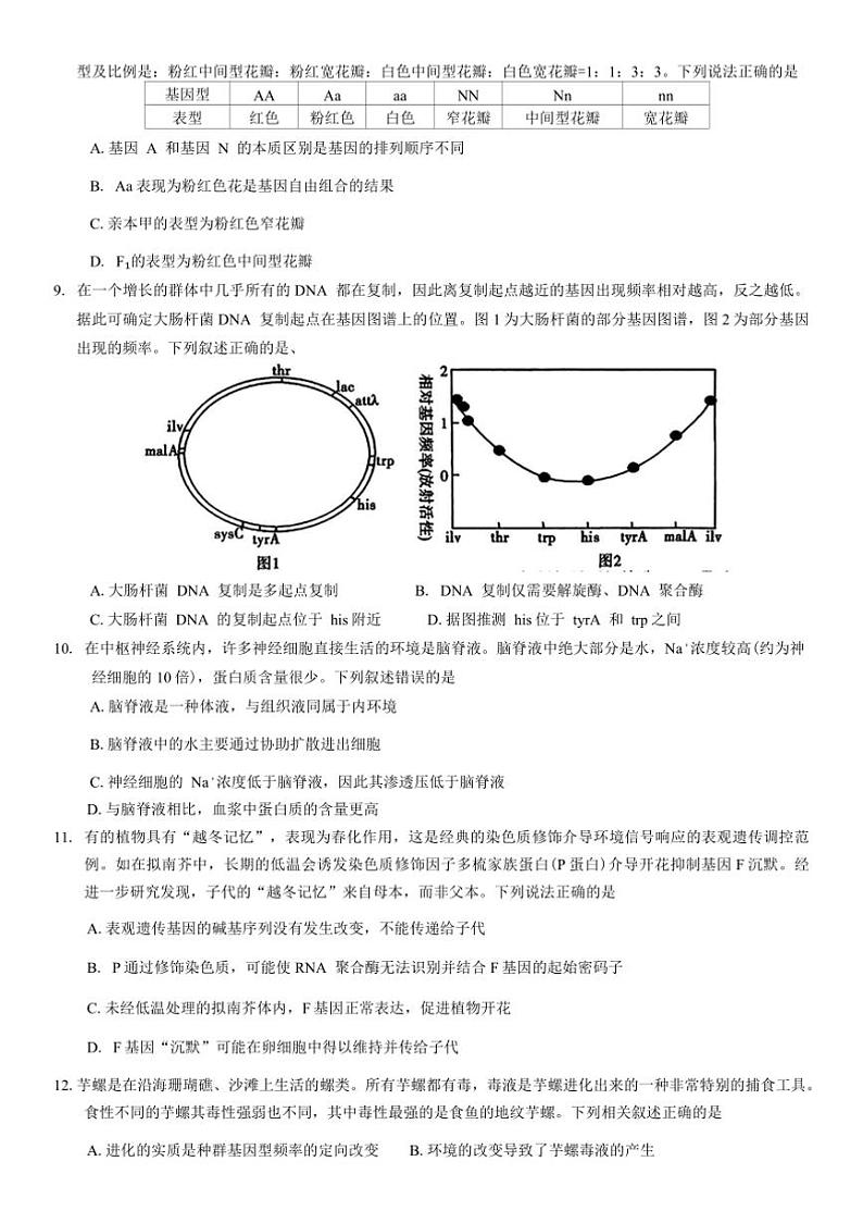 2024～2025学年河南省信阳市普通高中高三上(二)教学月考生物模拟试卷(含答案)第3页