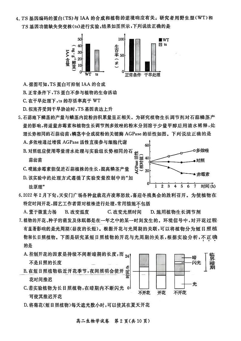 2025北京通州高二（上）期末生物试卷和参考答案第2页