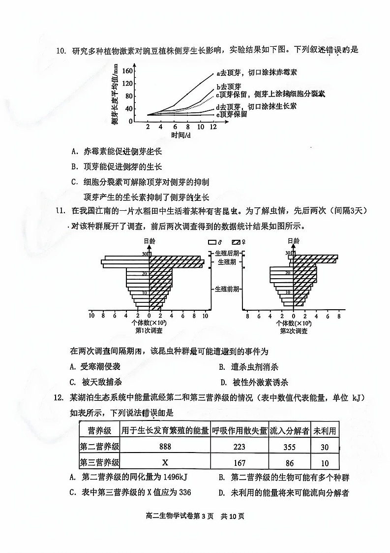 2025北京延庆高二上学期期末生物试卷和参考答案第3页