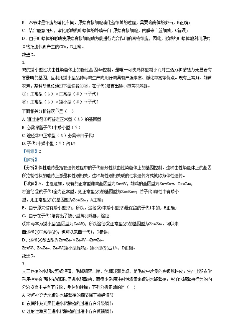 安徽省阜阳市第五中学2024-2025学年高三上学期12月月考生物试卷  Word版含解析第2页
