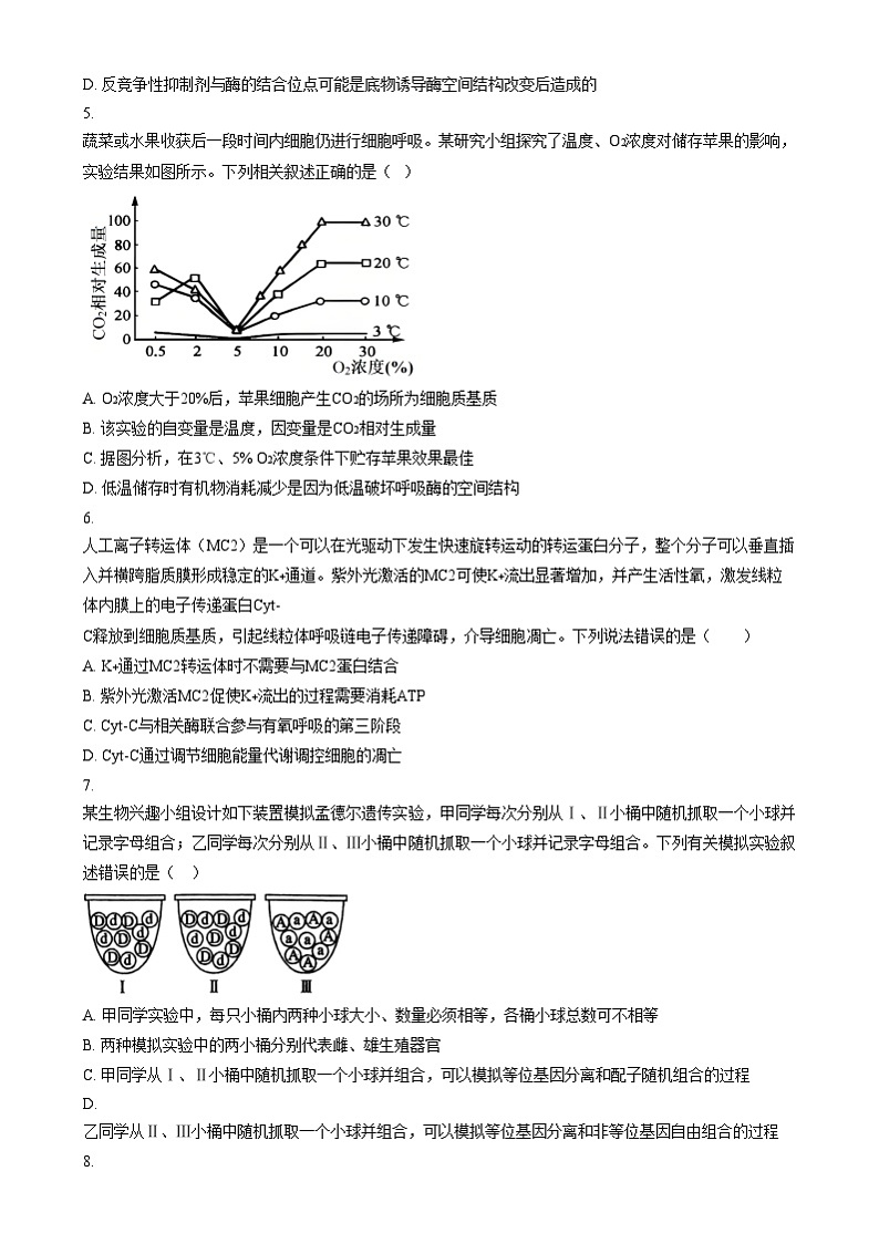 安徽省六安第二中学2024-2025学年高三上学期12月月考生物试题  Word版无答案第2页