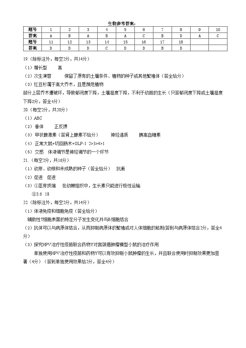 高二生物参考答案第1页