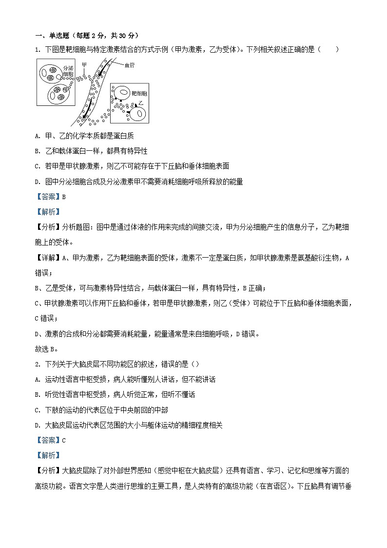 四川省自贡市2023_2024学年高二生物上学期12月月考试题含解析第1页