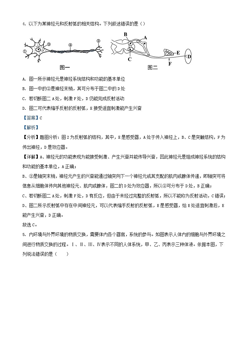 四川省自贡市2023_2024学年高二生物上学期12月月考试题含解析第3页