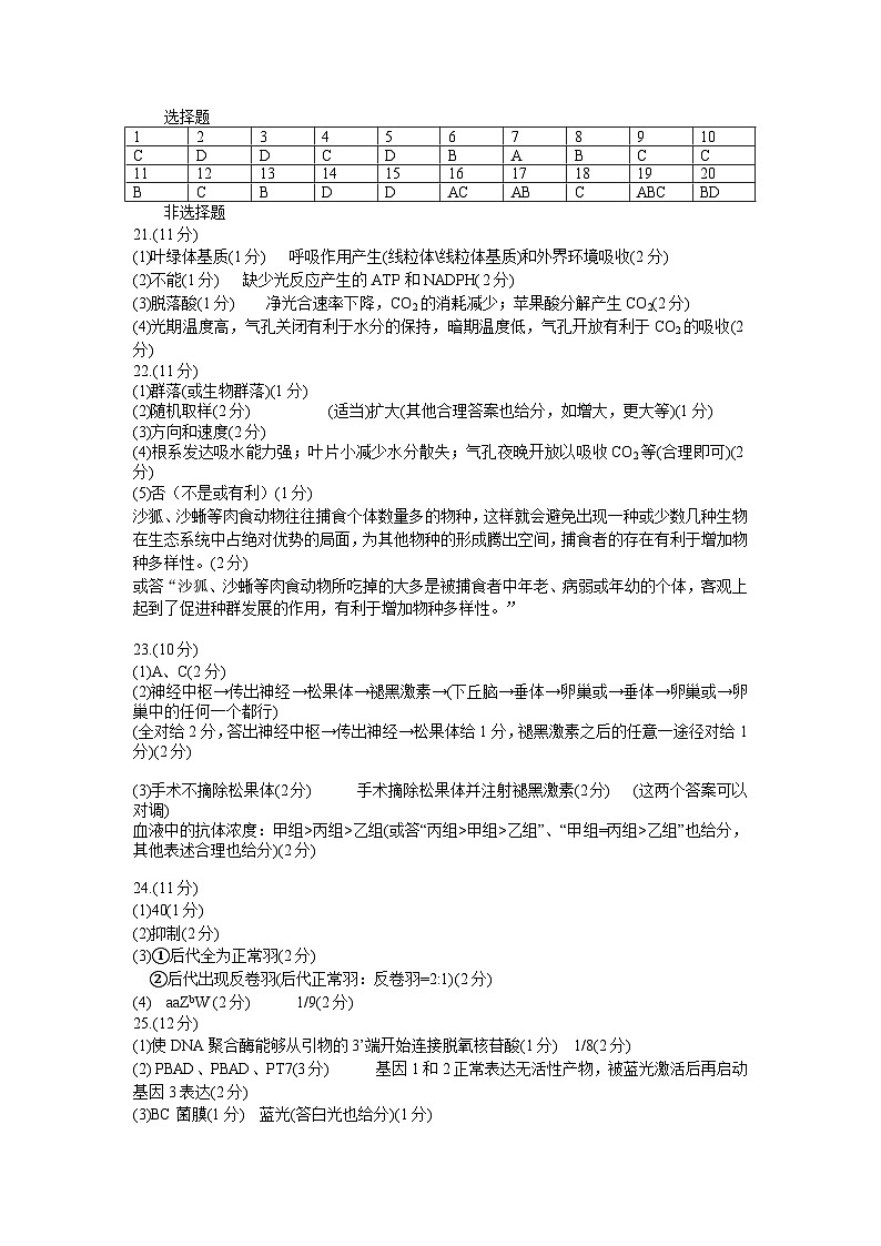 黑龙江省“六校联盟”2025届高三上学期联合适应性考试生物答案第1页
