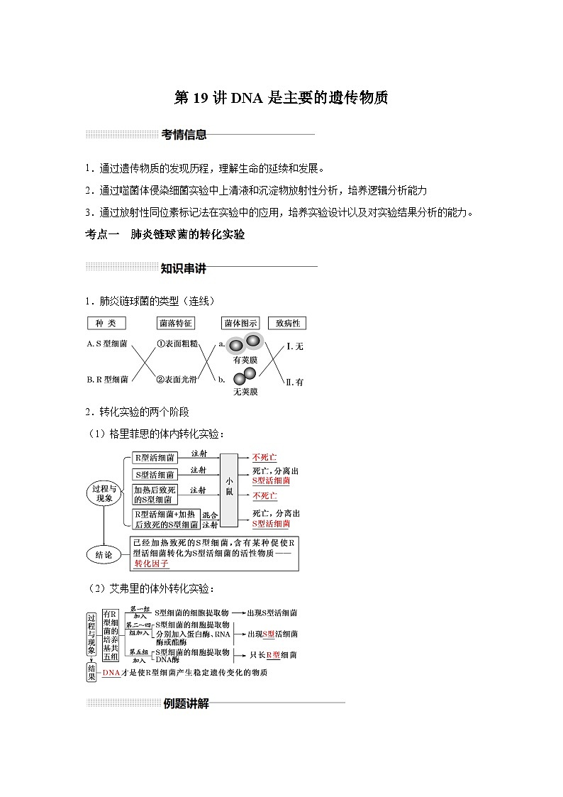 高中生物一轮复习讲练第19讲DNA是主要的遗传物质含解析答案第1页
