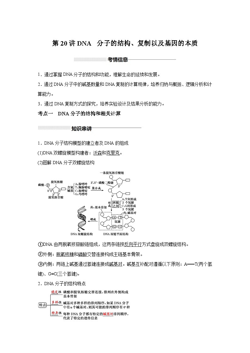 高中生物一轮复习讲练第20讲DNA分子的结构、复制以及基因的本质含解析答案第1页