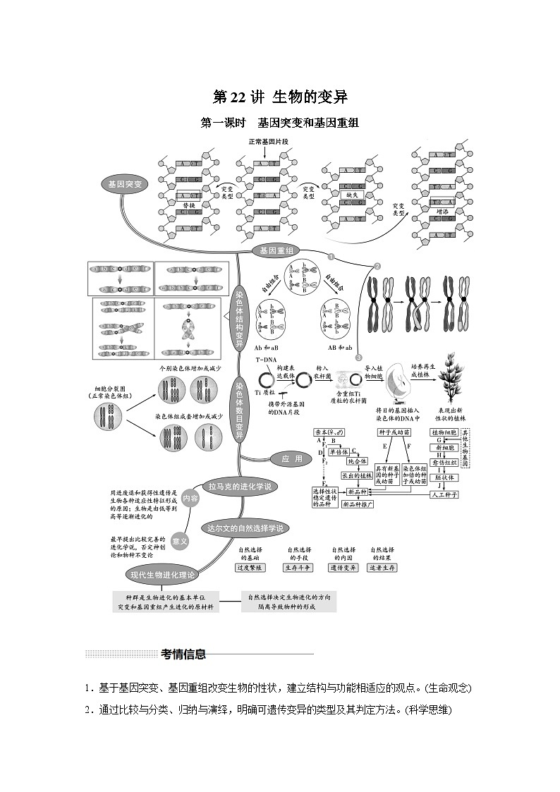高中生物一轮复习讲练第22讲生物的变异含解析答案第1页