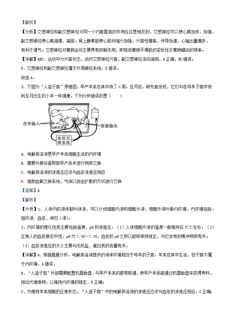 福建省泉州市2023_2024学年高二生物上学期期末教学质量监测试题含解析第2页