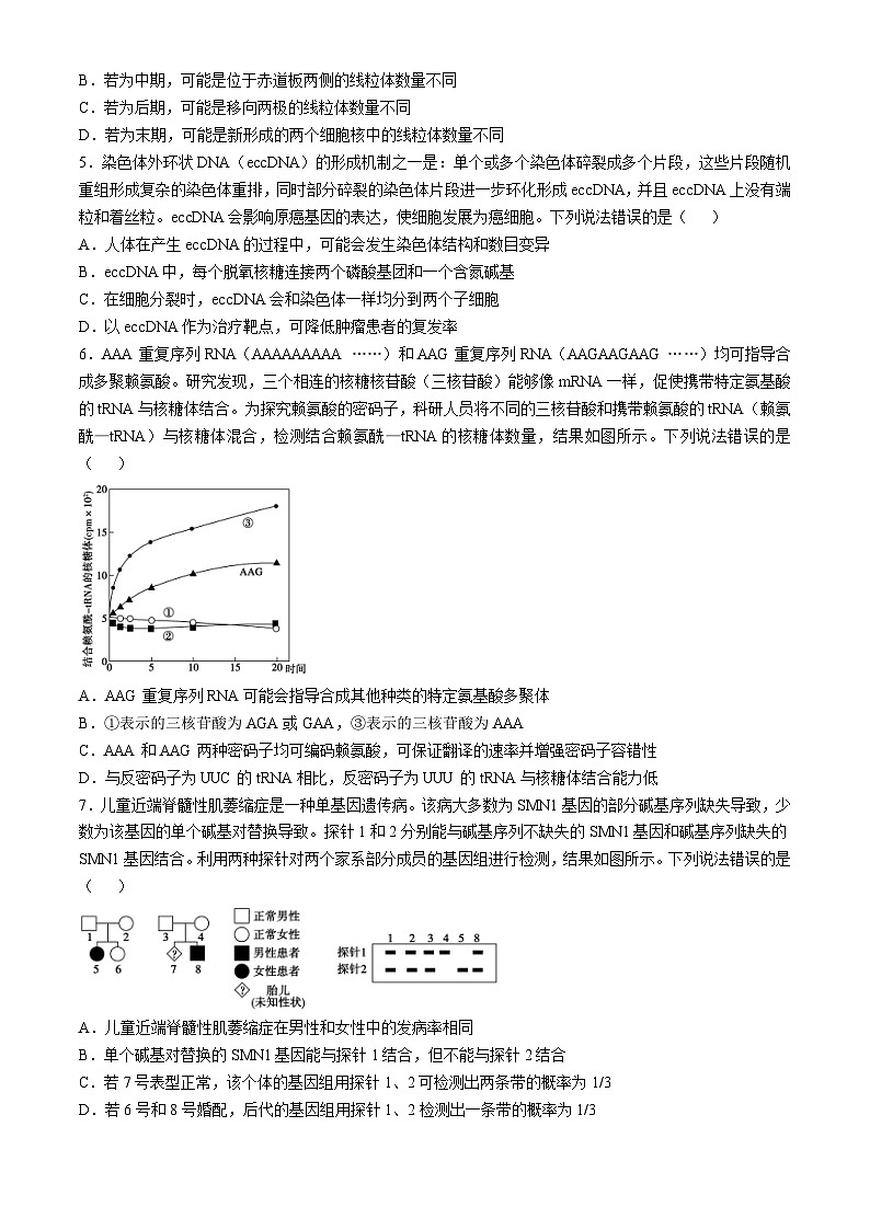 2025德州高三下学期2月开学考试生物含答案第2页