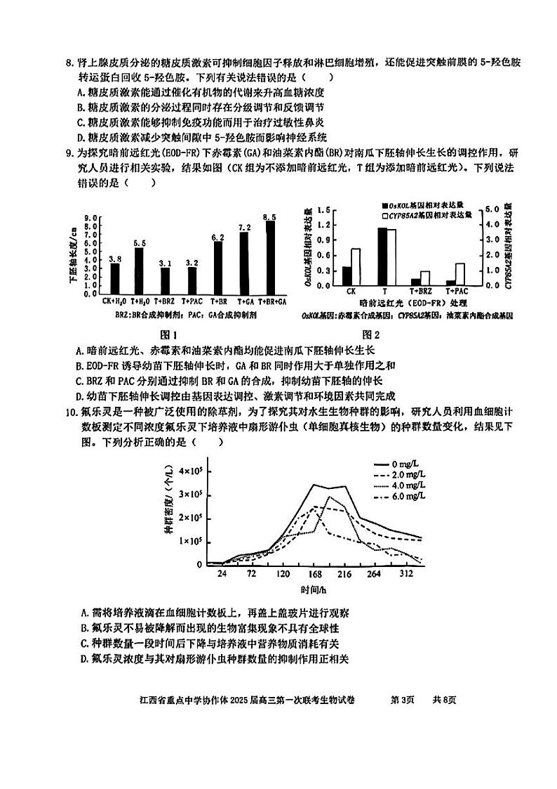 生物-江西省重点中学协作体2024-2025学年高三下学期2月月考第3页