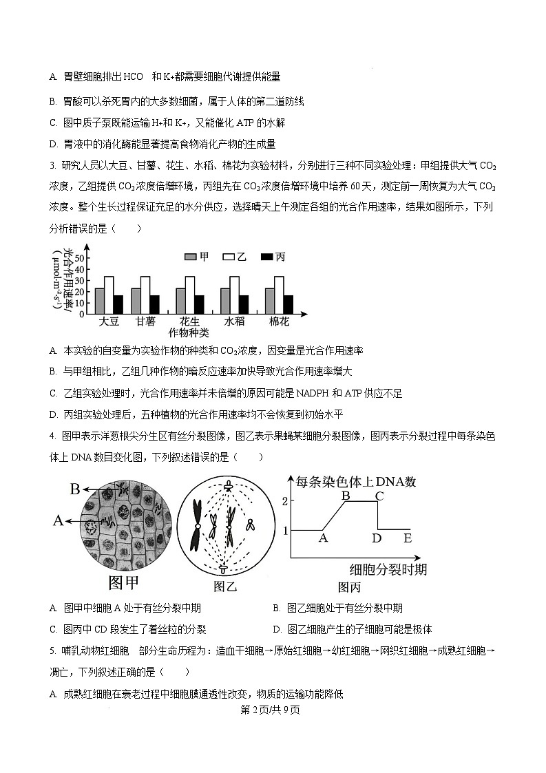 山西省吕梁市2024-2025学年高三上学期1月期末生物试题无答案第2页