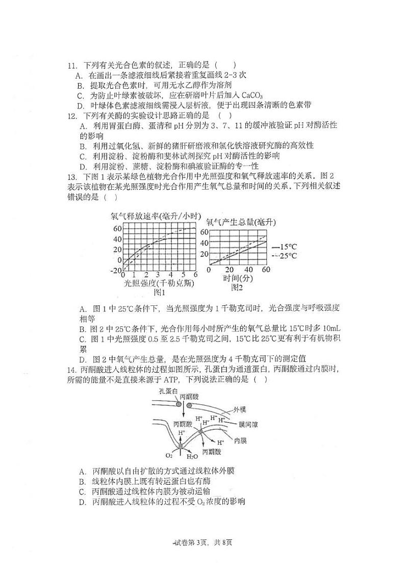 福建省福州市第一中学2024-2025学年高一上学期期末考试生物试题第3页