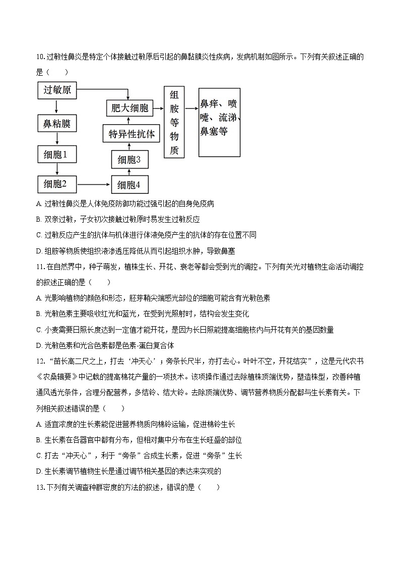 辽宁省抚顺市德才高级中学2024-2025学年高二（上）期末生物试卷（含解析）第3页