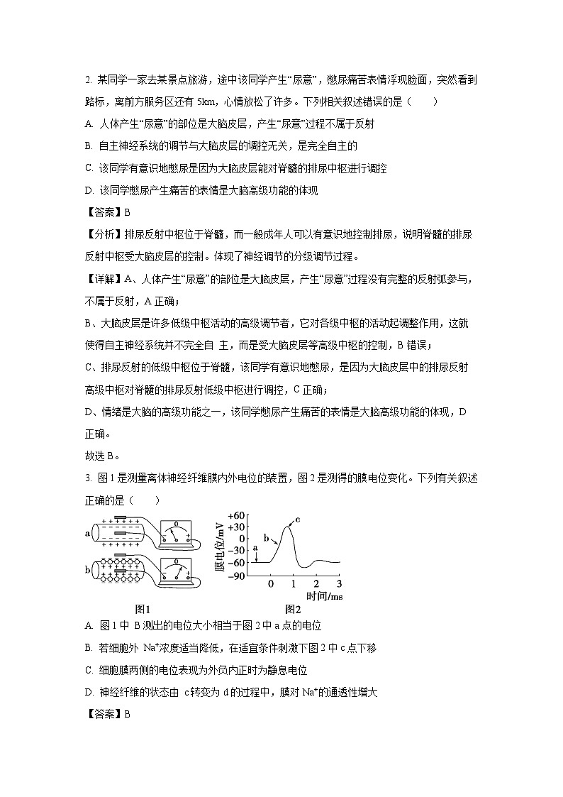 山东省百师联考2024-2025学年高二上学期12月月考生物试卷（解析版）第2页