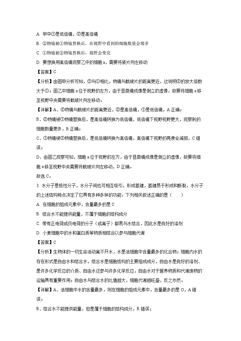 2024-2025学年重庆市南坪中学校高一上学期12月月考生物试卷（解析版）第2页