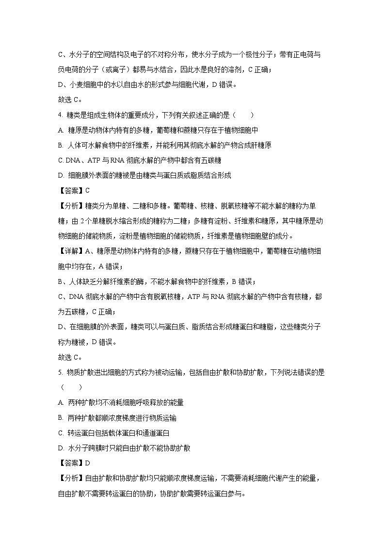 2024-2025学年重庆市南坪中学校高一上学期12月月考生物试卷（解析版）第3页