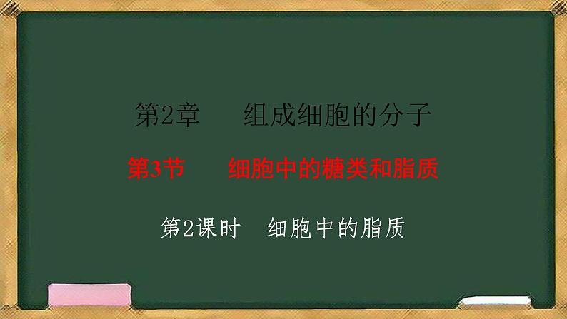 人教版高中生物必修一 2.3细胞中的糖类和脂质 第2课时 细胞中的脂质 课件第1页