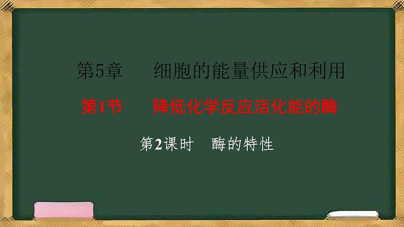 人教版高中生物必修一 5.1降低化学反应活化能的酶  第2课时 酶的特性 课件第1页