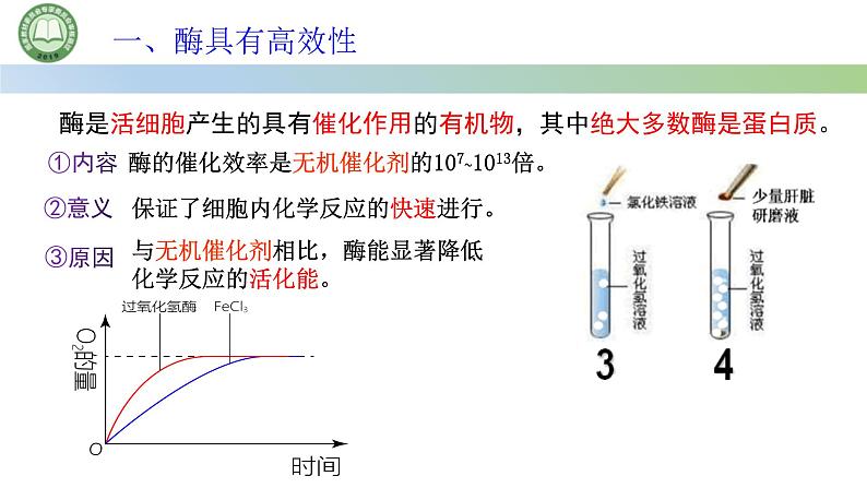 人教版高中生物必修一 5.1降低化学反应活化能的酶  第2课时 酶的特性 课件第2页