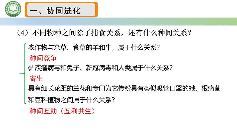 人教版高中生物必修二 6.4协同进化与生物多样性的形成 课件第7页