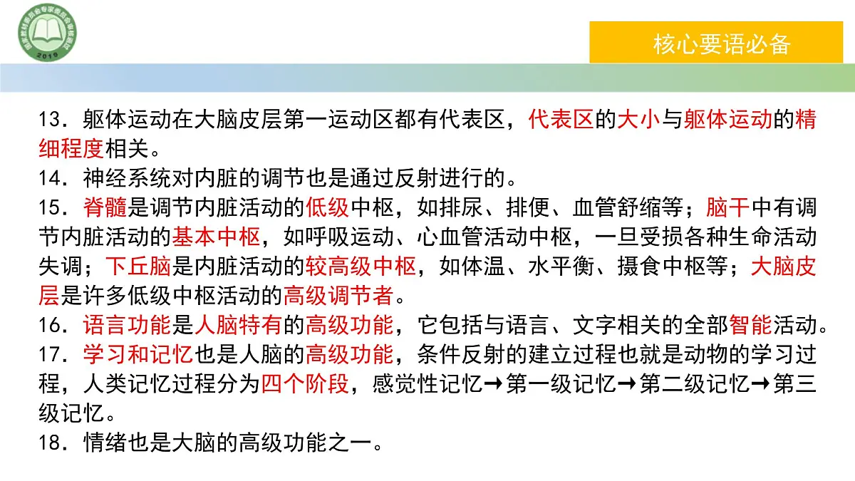 生物人教版（2019）选择性必修1 第2章 神经调节总结复习与习题讲解课件第7页