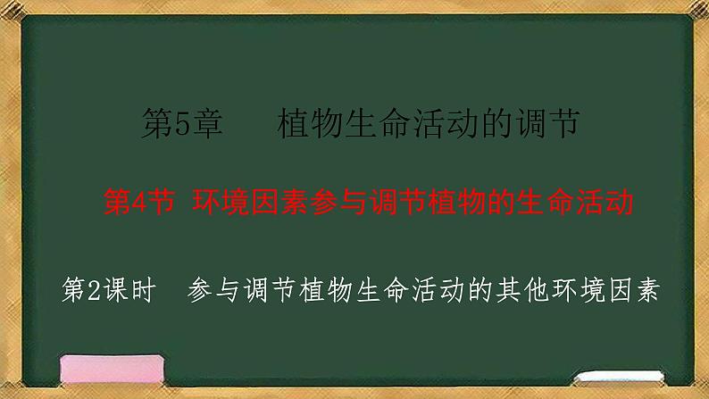 生物人教版（2019）选择性必修1  5.4环境因素参与调节植物的生命活动 第2课时 参与调节植物生命活动的其他环境因素课件第1页