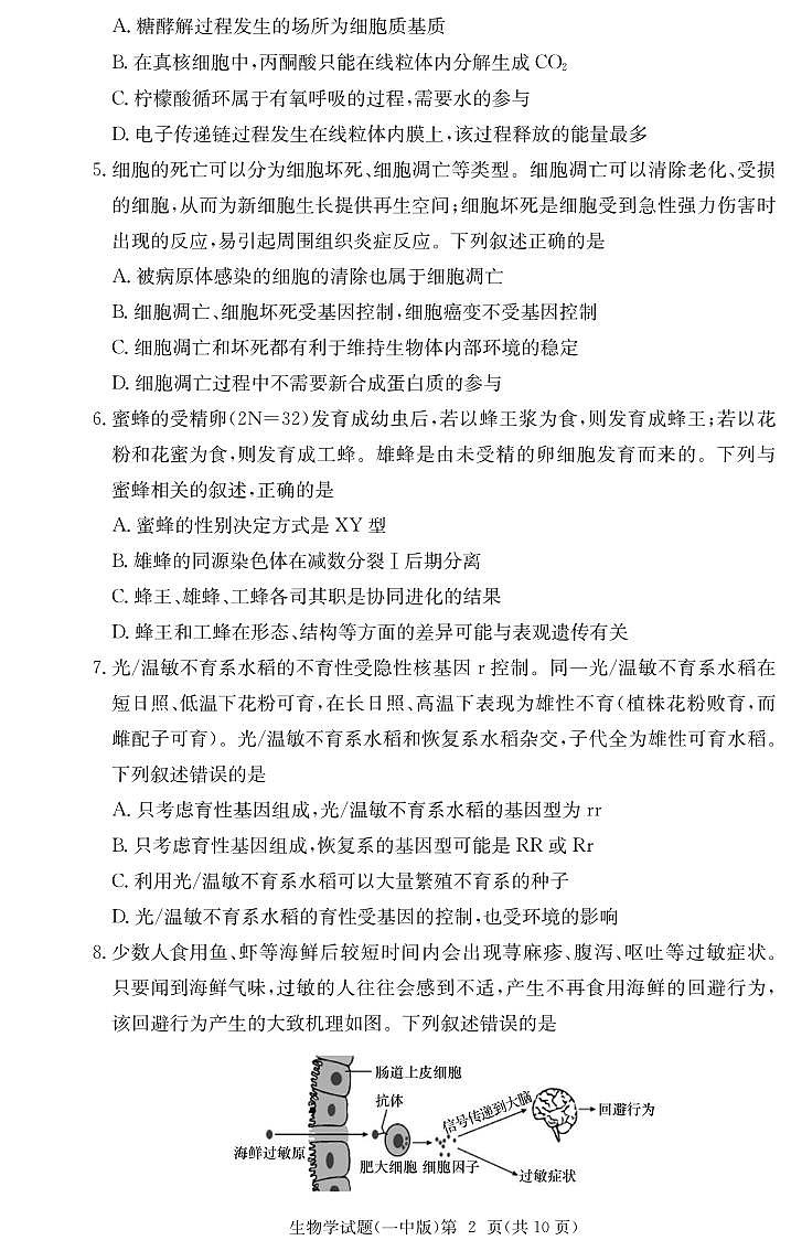 生物丨炎德·英才大联考湖南省长沙市一中2025届高三下学期2月月考试卷（六）生物试卷及答案第2页