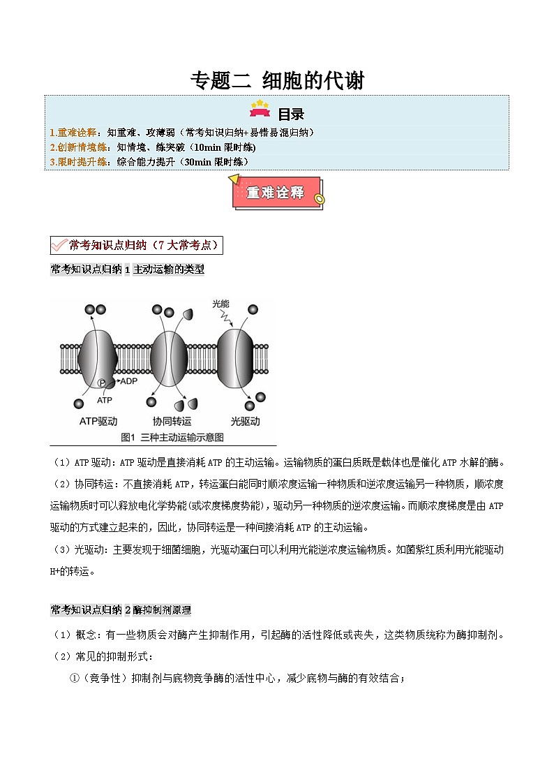 专题02 细胞的代谢-2025年高考生物 热点 重点 难点 专练（上海专用）（解析版）第1页