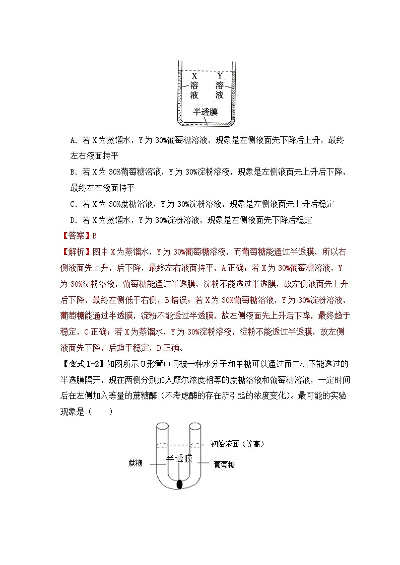 备战2025年新高考生物二轮复习易错题易错点03 渗透作用和主动运输的深度解读练习（Word版附解析）第3页